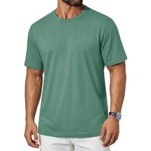 TACVASEN Men's T-Shirts Short Sleeve Shirts Moisture Wicking Tees | classic crew neck, cool feeling, soft stretch breathable fabric, solid color tee, regular fit, ideal for daily wear (Green, M)