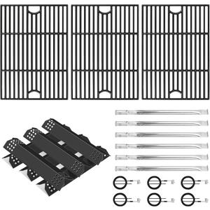 Cooking Grate,Heat Shield and Burner Kit for Nexgrill Replacement Parts 6 Burner 720-0896 720-0896B 720-0896C 720-0896E 720-0896X,for Nexgrill Deluxe & Evolution 6 Burner Gas Grills