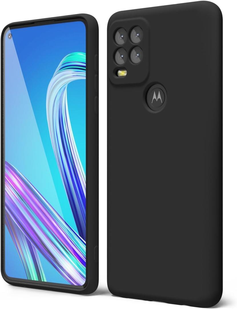 oakxco for Motorola Moto G Stylus 5G 2021 Phone Case Liquid Silicone, Cute Thin Slim Soft Rubber TPU Plain Smooth Gel Cover for Women Girl Aesthetic Design, Matte Solid Protective & Shockproof,Black