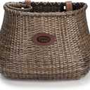 CXWXC Bike Basket - Handmade Rattan Bike Baskets for Girls Women - Front Bicycle Bike Basket with Coffee Cup Holder for Beach Cruiser, Scooter, Ebike (Dark Brown)