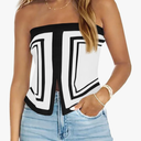 Saodimallsu Womens Strapless Crop Tube Tops Sexy Sleeveless Knit Summer Trendy Color Block Asymmetrical Y2k Bandeau Top L
