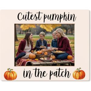Pumpkin Picture Frame 5x7, Fall Autumn Home Decor, Fall Pumpkin Gifts, Thanksgiving Gifts, Cutest Pumpkin in the Patch Picture Photo Frames for Tabletop Desk Decor