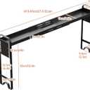 Kitchen Spice Rack Over The Stove, Shelf for Back of Stove, Stove Top Shelf for Seasoning Organizer, Over Oven Shelf, Countertop, Expandable Length 27.3''-32.6'', 4 Adjustable Height (Black, Normal)