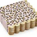 Sparkle and Bash 50 Pack Cheetah Print Scalloped Foil Napkins for Safari Birthday Party Supplies