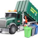 Dwi Dowellin Toddler Toys for 3 + Years Old Boys, 15" Large Garbage Truck Toy,Friction Powered Waste Management Garbage Truck with Lights and Sounds,3 Rear Loader Trash Cans,Kids Gift