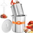 ROVSUN 30QT Turkey Fryer Pot & Seafood Boil Pot with Strainer Basket, Lid, Hook & Steamer, Aluminum Stockpot for Turkey Frying & Crab, Lobster, Shrimp Boiling for Outdoor Cooking & Gatherings