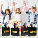 40 PCS 5 Senses Party Favor Bags, Non Woven 5 Senses Gift Bags, Reusable Black Gift Bag with Handles for Boys Men Birthday Anniversary Party Supplies