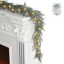 Artgar Pine Garland, Real Touch Pine Garland, 6 FT Cedar Garland, Christmas Garland with 30 Warm Lights with 8 Light Modes, Garland Christmas Decorations for Mantels Stair Table Decor (White-Green)