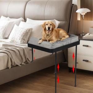 Bedside Dog Bed Attached to Human Bed Elevated Pet Bed Portable Bed Extension Attachment with Removable Washable Cover Bedside Mattress for Cats and Small Dogs 22"L x 29.5"W x 17.7"Th