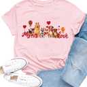 Valentines Shirt for Women My Love Dog Lover T-Shirts Valentine Day Love Heart Print Casual Tee Tops (Medium)