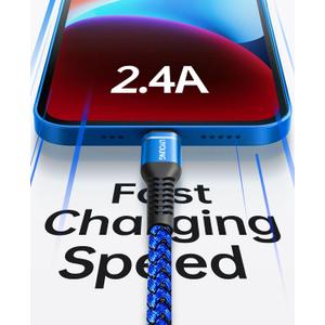 Long iPhone Charger 6FT [Apple MFi Certified] Lightning Cable Extra Long iPhone Charger Cable Nylon Braided 2.4A Fast Charger iPhone Cord for iPhone/Pad/Pod