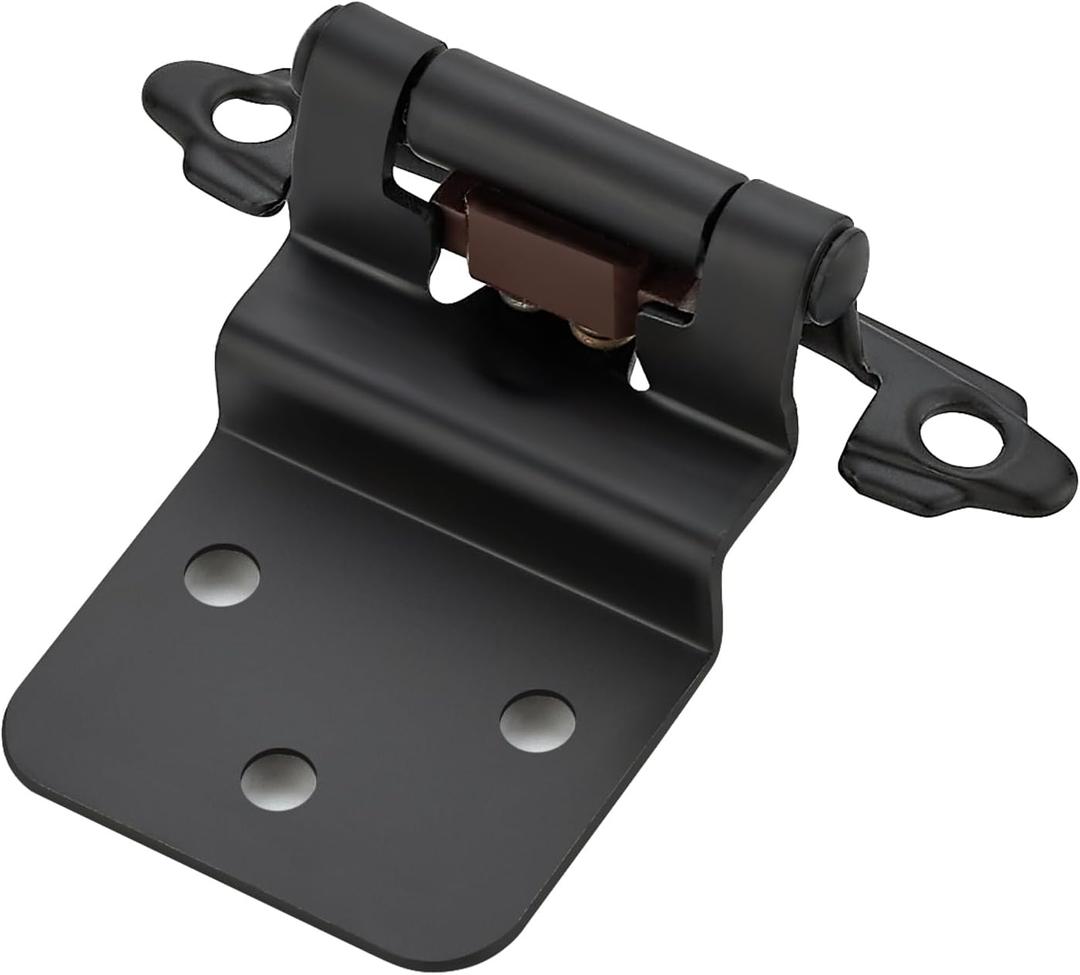 Home Expert 4 Pack (2 Pairs) 3/8 Inch Inset Cabinet Hinges, Self-Closing Face Mount Hinges with Door Bumpers, Matte Black for Kitchen Cabinets, Bathroom Vanities, Furniture Doors