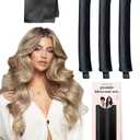 Grande Heatless Curls Overnight Rods No Heat Hair Curlers to Sleep Jumbo Foam Large Hair Rollers for Long Short Hair Heatless Curling Rod Set with Satin Wrap for Sleeping Black