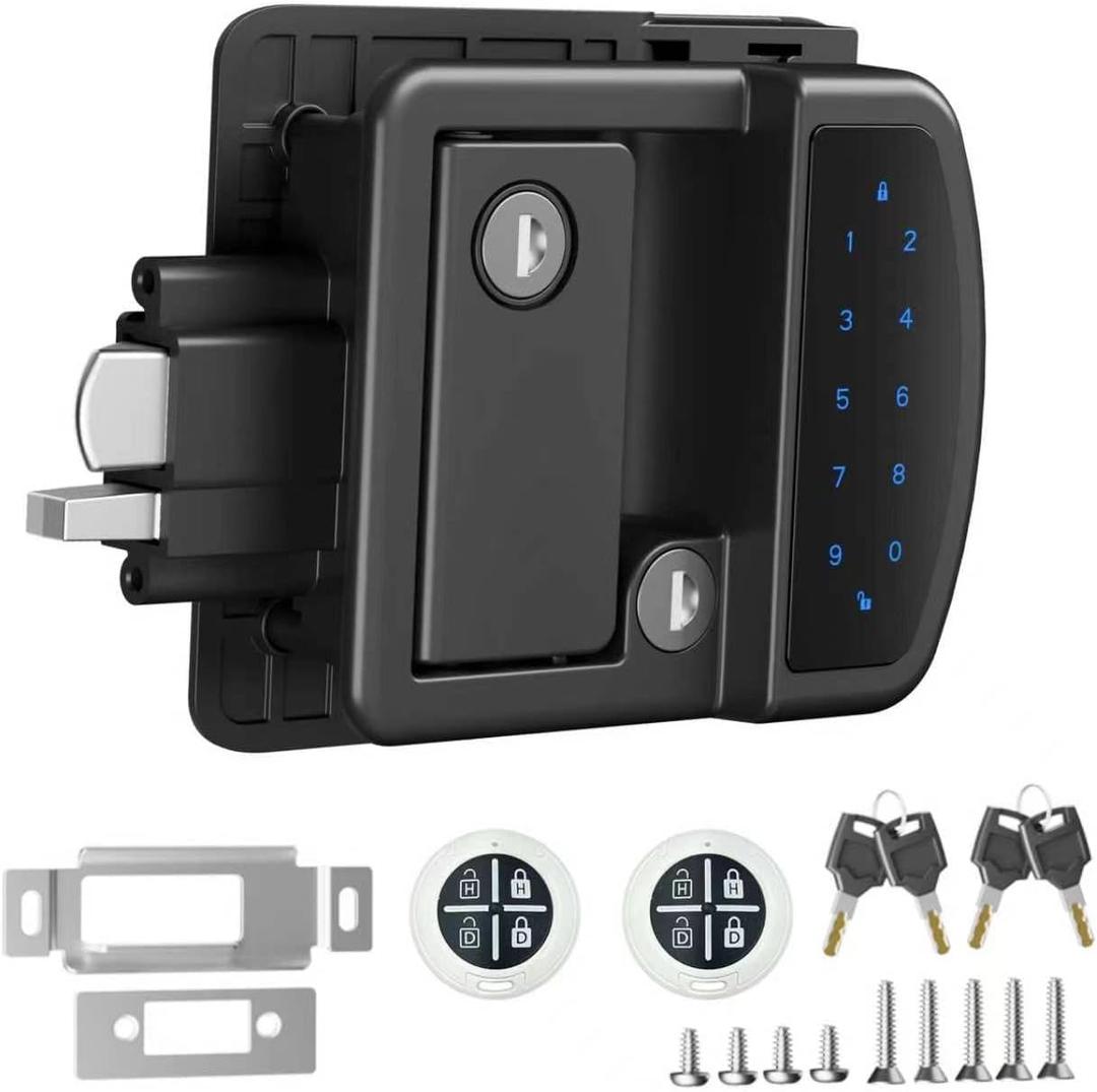 RV Door Lock Replacement, All-Metal Smart Keyless Entry Camper Door Lock | All-Metal RV Door Lock with Keyless Entry, 4 Unlock Ways: Keypad, Bluetooth, Remote & Keys