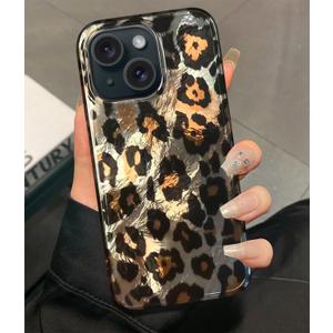Mephoro Leopard Print Case for iPhone 14 Plus, Fashion Luxury Phone Case for Women and Girls Cute Aesthetic Shockproof Cover for 14 Plus Women Girls 6.7 inches (Borwn)