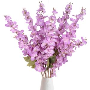 Purple Long Stem Delphinium Artificial Flower 6pcs Fake Larkspur Artificial Flowers 35.43''Silk Flower for Tall Vase Floral Arrangement Wedding Centerpieces Home Garden Party Decor(Purple)
