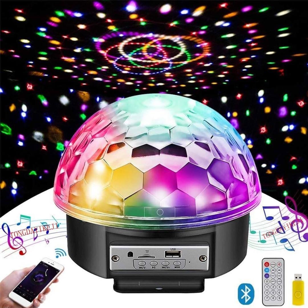 Disco Ball Dj Strobe Light with 6 Colors, Sound Activated Big-Size Magic Stage Party Light with Remote Control, Holiday Halloween Decorations Lighting Bar Wedding Home Club (7'' Big Size)