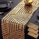 Peryiter 3 Pcs Roaring 1920's Table Runners Decorations 12 x 72 Inch Great 20's Black and Gold Table Runner Sequin Reusable Tablestrip for 1920s Vintage Speakeasy Wedding Party