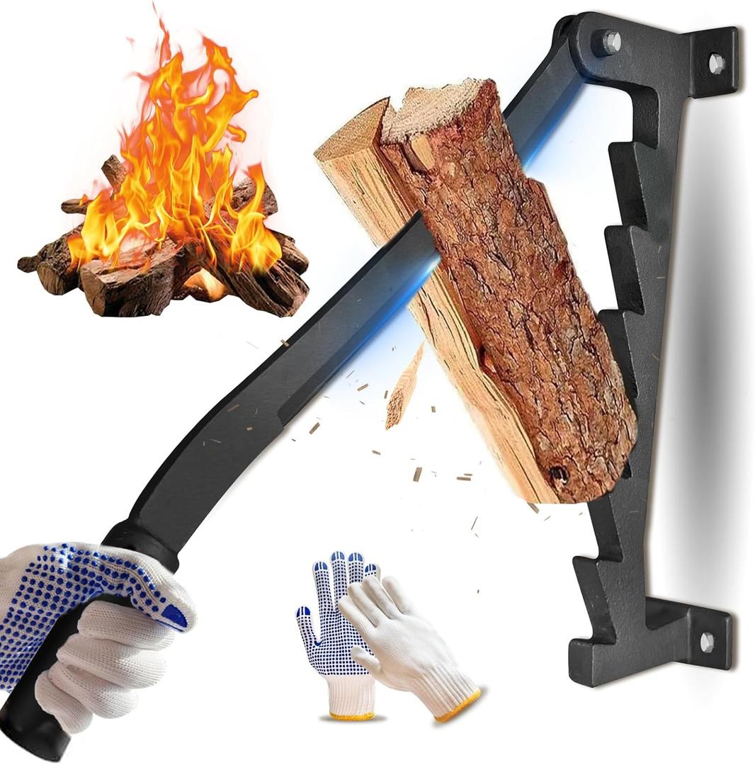 Wall Mounted Kindling Splitter Firewood Kindling Splitter - Portable Manual Fire Wood Kindling Splitter Firewood Cutter Heavy Duty Log Splitter Wood Splitter for Indoor Outdoor003