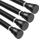 4 Pack Black Tension Curtain Rod 30 to 64 Inch, Adjustable Curtain Rod, Shower Tension Curtain Rod No Drilling, 7/ 8" Spring Curtain Rods for Windows Closet Doorway Door