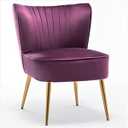 Container Furniture Direct Modern Velvet Accent Chair for Living Room, Bedroom, or Entryway, Stylish and Comfortable Armless Design with Metal Legs, Purple