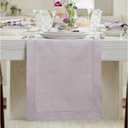 Solino Home Linen Lilac Table Runner 108 Inches Long - 100% Pure Linen 14 x 108 Inch Table Runner for Spring, Summer - Classic Hemstitch
