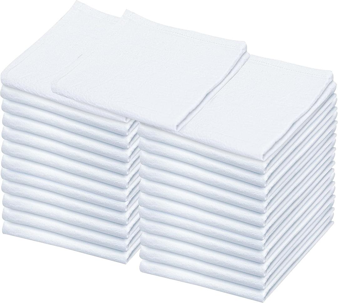 Flour Sack Towels  24 Pack Cotton Kitchen Dish Towels, Tea Towels for Crafts, Embroidery, Baking, Bread Proofing  Thick, Absorbent, Quick-Dry  28"x28" White