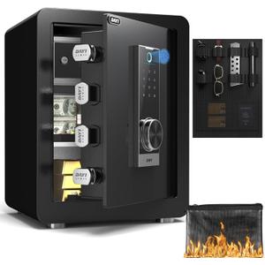 DAYI Biometric Fingerprint Safe Box, 2.0 Cubic Feet Home Safes with Fireproof Bag, Digital Touchpad Security Safe for Money Cash Documents, Dual Alarm System - DF-45 Pro