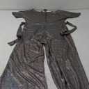 LKOUS Women's Evening Sparkly Jumpsuits Off Shoulder Short Sleeve Party Sequins Rompers High Waisted Wide Leg Pants Suit (X-Large, Gold)