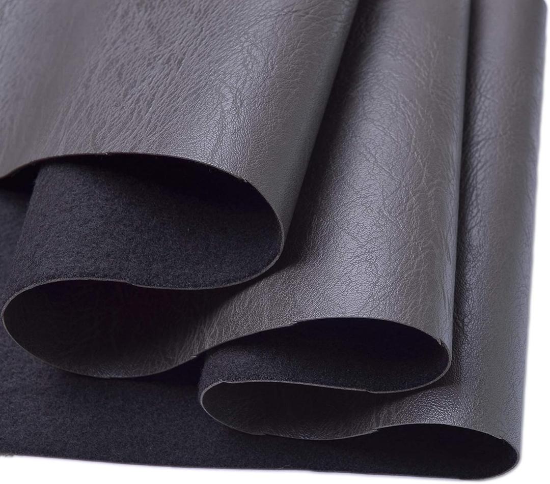 Wento Thick 3 Yard Faux Leather Fabric Soft Skin Grain PU Leather for Furniture Cover Reupholster Sofa Chairs Cushions Vinyl Upholstery (3 Yards, Dark Gray)