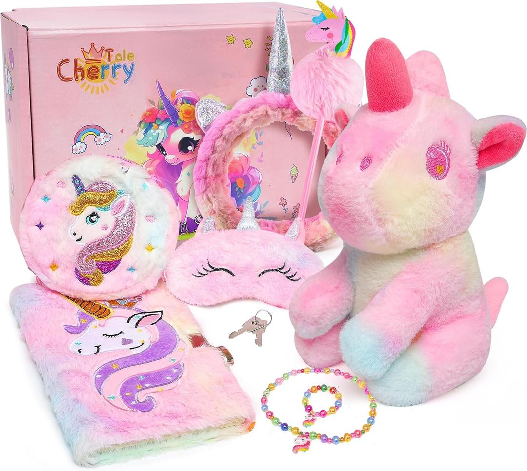 Cherry Tale Unicorn Gifts for Girls, Kindergarten Graduation Gifts for Girls Age 4-6, Unicorn Toys with Plush Diary Headband, Birthday Gifts for Daughter Niece 5 6 7 8 9 10 Year Old