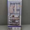 4 Tier Shoe Rack Coat Rack Combo, Shoe Rack and Coat Rack, Freestanding, For Bedroom, Living Room, Hallway, Office, 31.5 in (black)