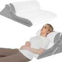 Wedge Pillow for Sleep Apnea, 3PCS Adjustable Foam Back Pillow for Bed Sitting up, 10-in-1 Headboard Wedge Pillow Set for After Surgery, Acid Reflux, Snoring, and Back Pain Relief, Gray