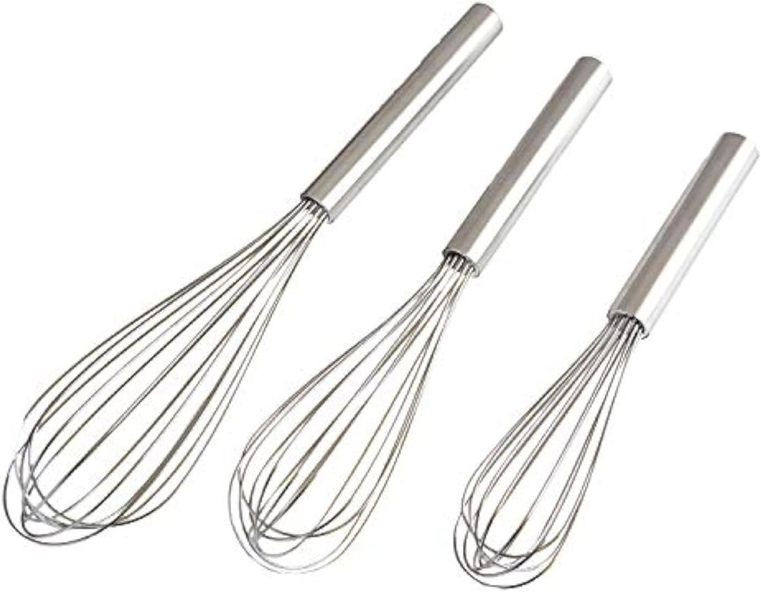 Stainless Steel Whisks with 3 Packs 8"+10"+12" Kitchen Whisk Set Kitchen Whip Kitchen Utensils Wire Whisk Balloon Whisk Set for Blending Whisking Beating and Stirring