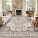 Washable Area Rugs 9x12: Soft Neutral Brown Rugs for Living Room
