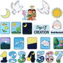 Peryiter Creation Story Felt Board Days of Creation 23 Precut Flannel Felt Bible Storyboard Sets for Preschool Kindergarten Toddlers Kids