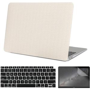 Compatible with MacBook Pro 13 Inch Case 2022-2016, A2338 M1 M2/A2289/A2251/A2159/A1989/A1706/A1708 Touch Bar & Touch ID, Braided Pattern Hard Case with Keyboard Cover & Screen Protector,White