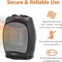 Amazon Basics Oscillating Ceramic Space Heater, Portable Fast Heating Indoor Solution, With Overheat and Tip-Over Protection, Thermostat, 1500W, 7.52"D x 6.34"W x 9.45"H, Black