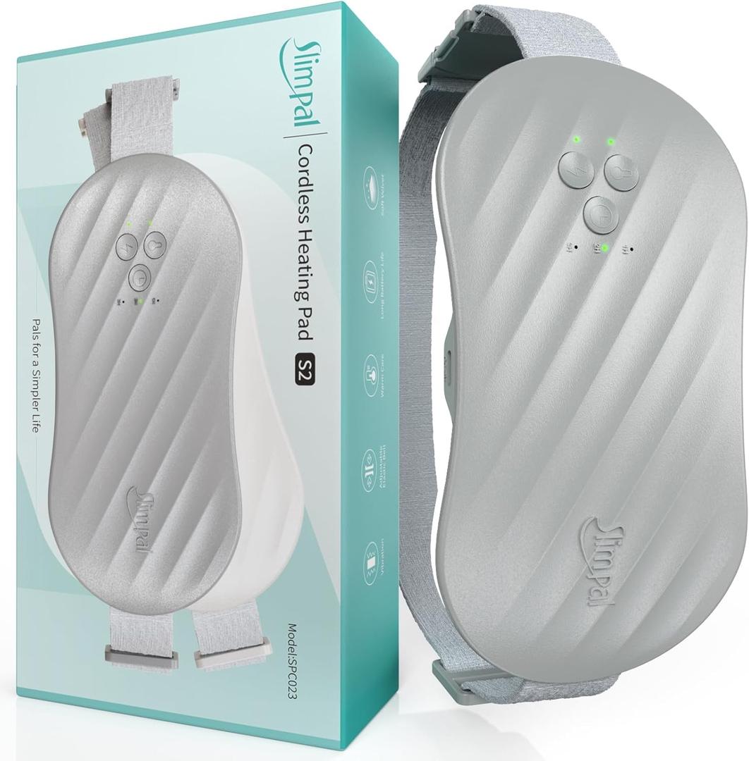 Slimpal Almohadilla trmica para calambres menstruales, elegible para FSA HSA, almohadilla trmica porttil para aliviar el dolor menstrual, cinturn elctrico inalmbrico para espalda, vientre, (Gris)