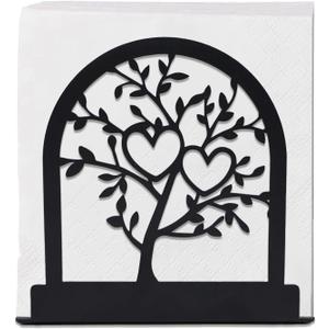 Black Metal Tree Napkin Holder for Table,Sleek Style Paper Napkin Holder for Farmhouse,Party,Kitchen,Restaurant,Picnic