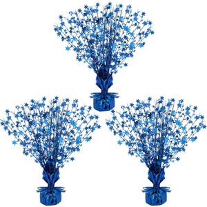 Crowye 3 Pieces Metallic Foil Spray Centerpiece Birthday Table Decoration Star Burst Centerpieces Graduation Table Decor for Birthday 2026 Party Holiday(Blue)