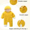Newborn Baby Fleece Jumpsuit Girls Boys Winter Hooded Coverall Romper Cute Baby Snowsuit Clothes (Yellow), Size 3-6M
