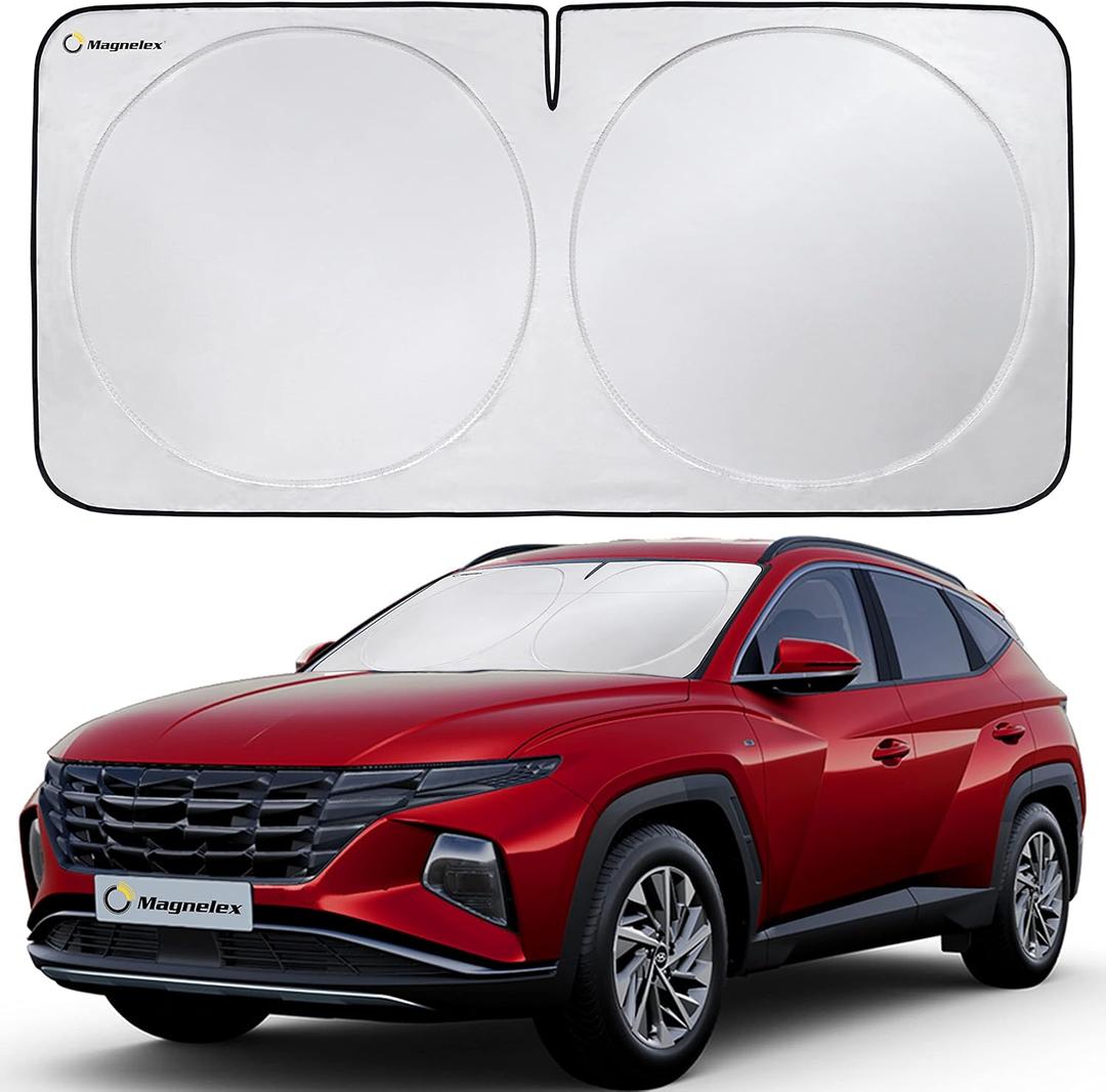 Magnelex Car Windshield Sunshade | Advanced Light-Blocking Protection | Foldable Sun Shade with Mirror Cut-Out Keeps Your Vehicle Cool | Fit for Cars, Trucks, and SUVs | Large (64 x 34 in)