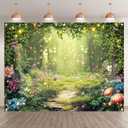 ZTHMOE Fabric 8x6ft Enchanted Forest Photography Backdrop Fairy Garden Background Kids Girl Magic Wonderland Party Decoration Spring Photo Booth Props