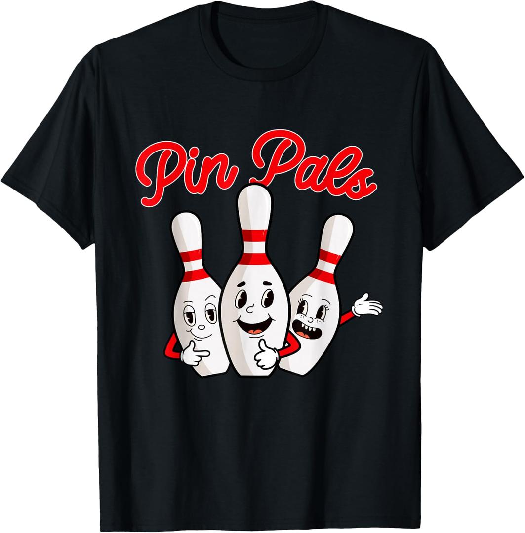 Pin Pals - Bowling Bowler T-Shirt, Black, XL