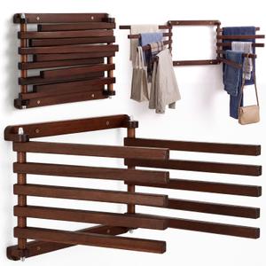 Novabright 1 Pcs Wood Foldable Wall Mounted Drying Rack, Walnut Wood Grain