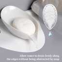 Soap Dish 2PCS, Self-Draining Bar Soap Holder, Leaf Shape Ceramic Drain Soap Dishes for Bathroom Kitchen, Easy to Clean Keeps Soap Dry, White, ANTIS'S HOME