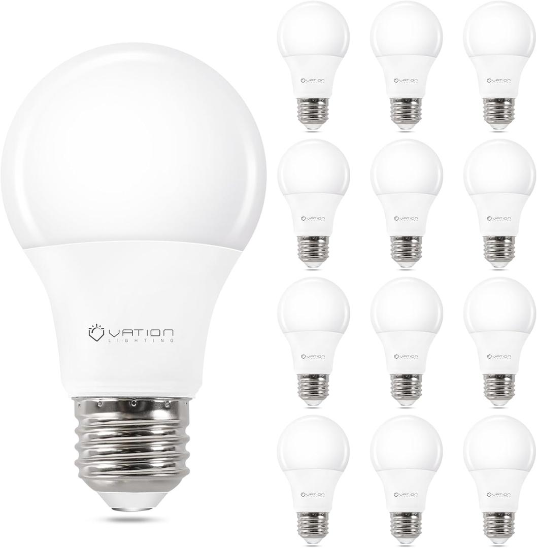 12 Pack A19 LED Light Bulbs, 40 Watt Equivalent Neutral White 4000K with E26 Medium Base, Efficient 5W, 450 Lumens Non-Dimmable LED Bulbs, ETL/UL Listed, Energy Efficient for Bedroom Home Office