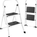 HBTower Step Ladder Folding Step Stool for Adults with Anti-Slip Pedal,330 lbs Capacity for Kitchen, Home,White