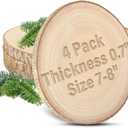 4pcs Wood Slices for Centerpieces 7-8inchs-Christmas Rustic Wood Circles Wedding Table Decor-Unfinished Baby Shower Wood Rounds for DIY Crafts